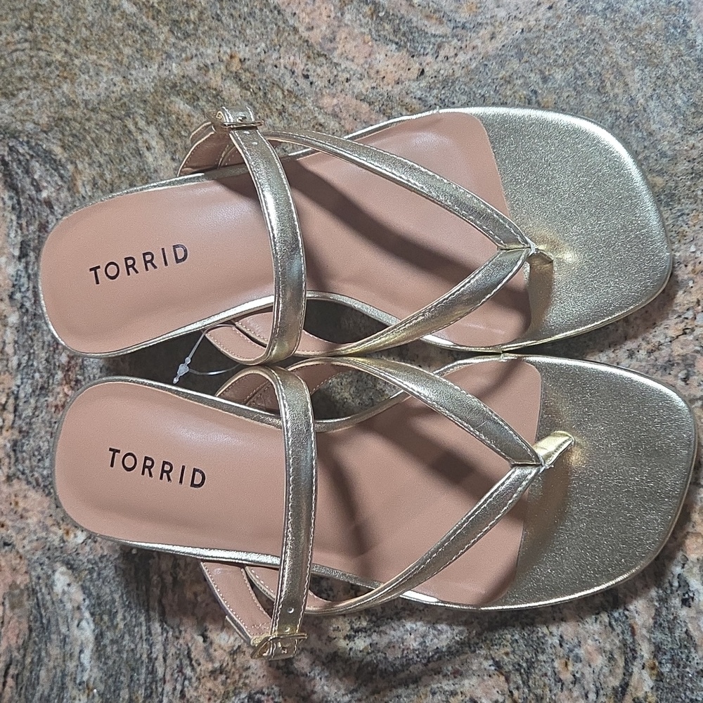 Torrid Metallic Gold Sandals Size 7WW